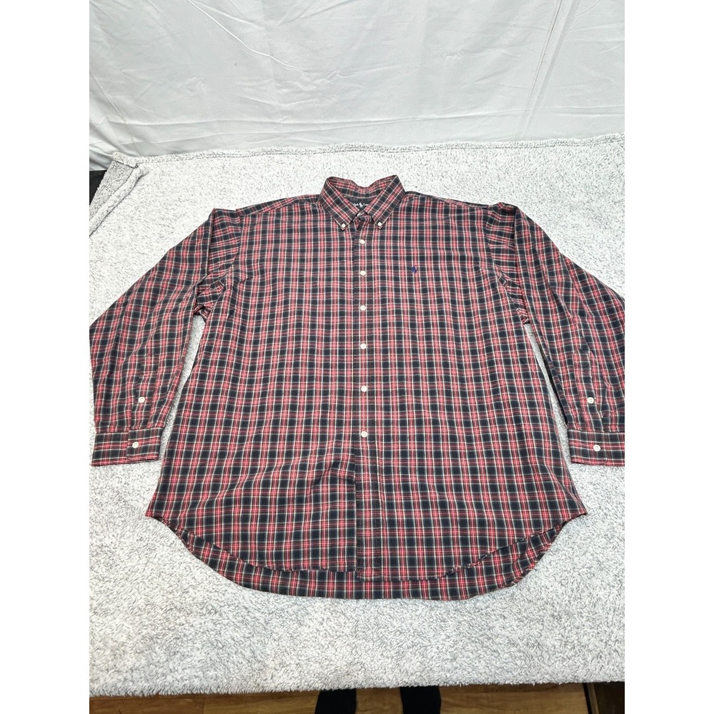 Ralph‎ Lauren XXL Red Plaid Blake Button Down Shirt Long Sleeve Cotton Flannel